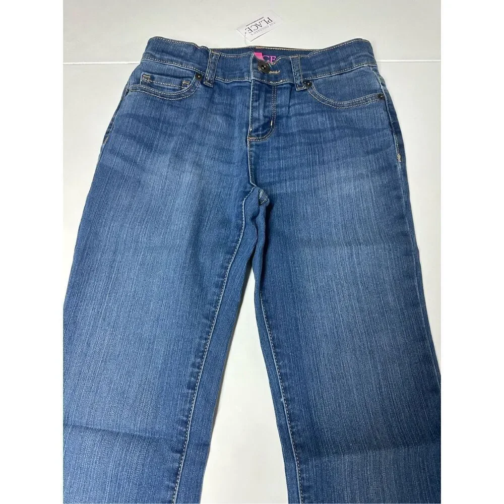 NWT THE CHILDREN'S PLACE Indigo Stone Blue Bootcut Jeans Sz 10 Adjustable Waist